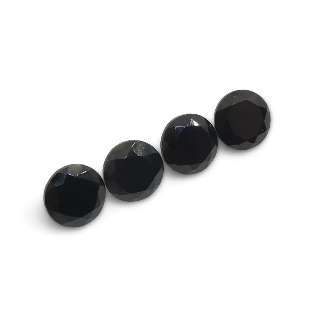 2.31ct 4 Stones - 5mm Brilliant Cut Round Black Spinel from Sri Lanka
