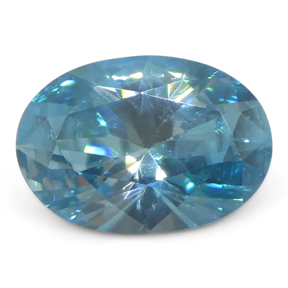 2.38ct Natural Earth Mined Oval Master Brilliant Cut Blue Zircon from Cambodia