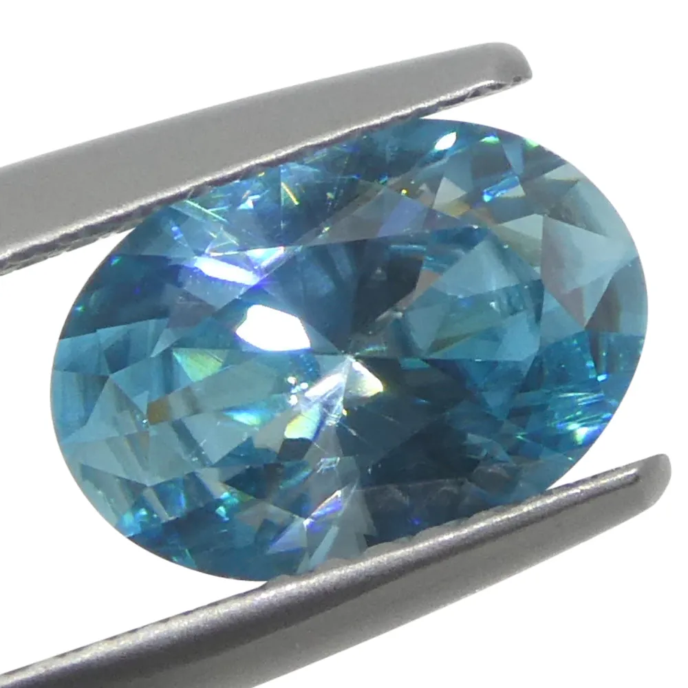 2.38ct Natural Earth Mined Oval Master Brilliant Cut Blue Zircon from Cambodia