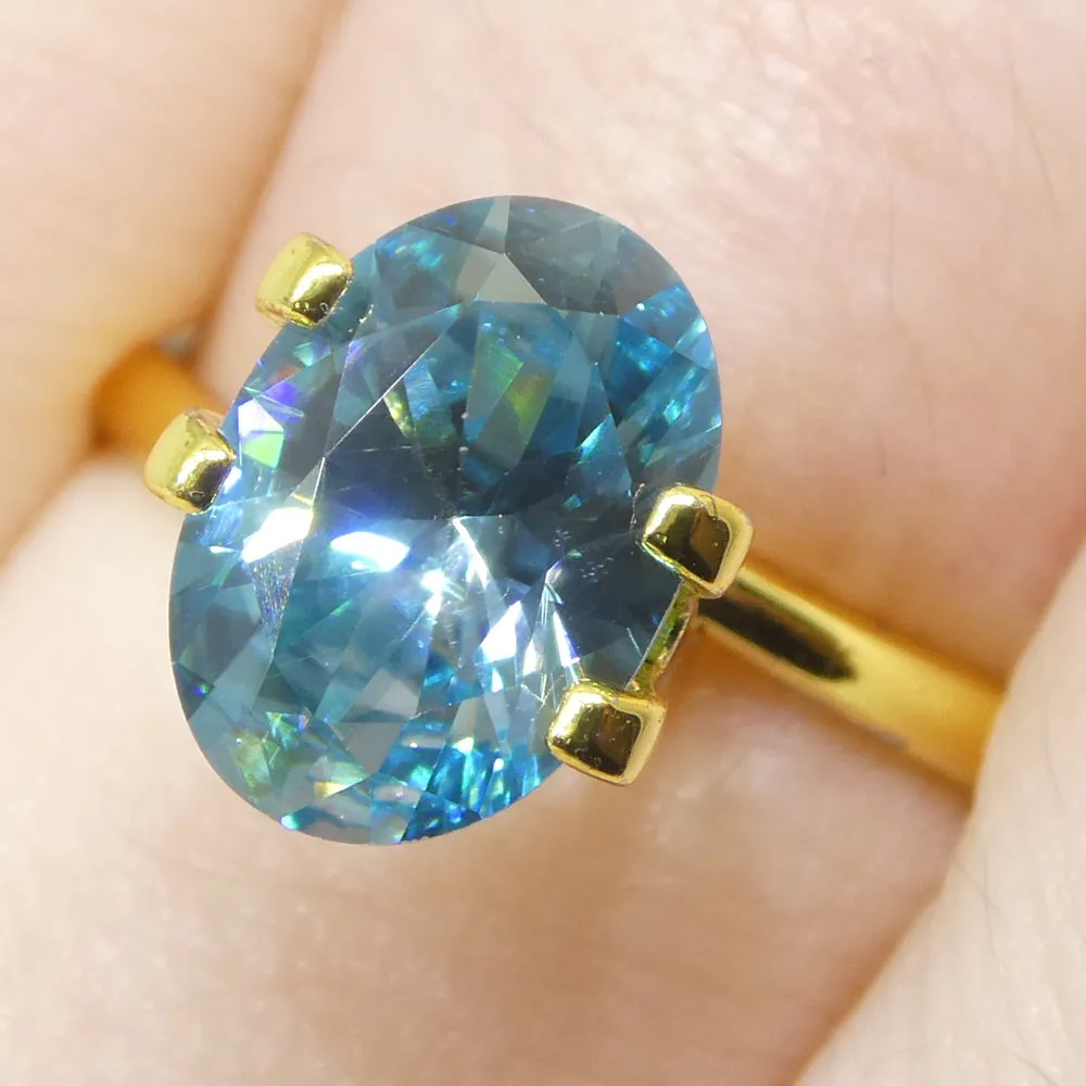 2.38ct Natural Earth Mined Oval Master Brilliant Cut Blue Zircon from Cambodia