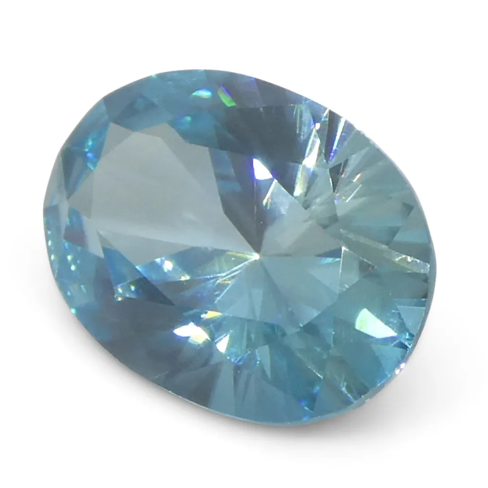 2.38ct Natural Earth Mined Oval Master Brilliant Cut Blue Zircon from Cambodia
