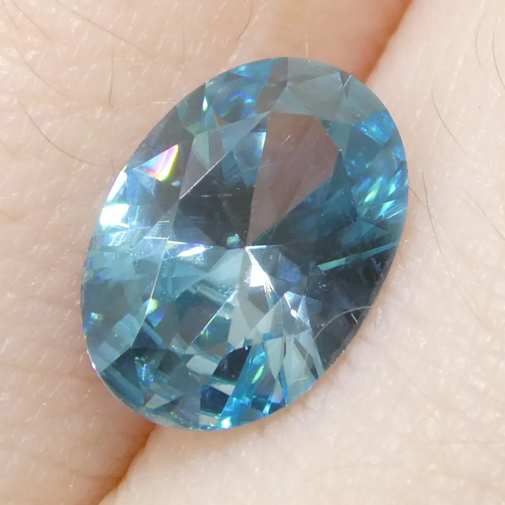 2.38ct Natural Earth Mined Oval Master Brilliant Cut Blue Zircon from Cambodia
