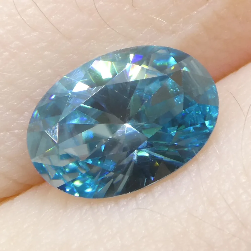 2.38ct Natural Earth Mined Oval Master Brilliant Cut Blue Zircon from Cambodia