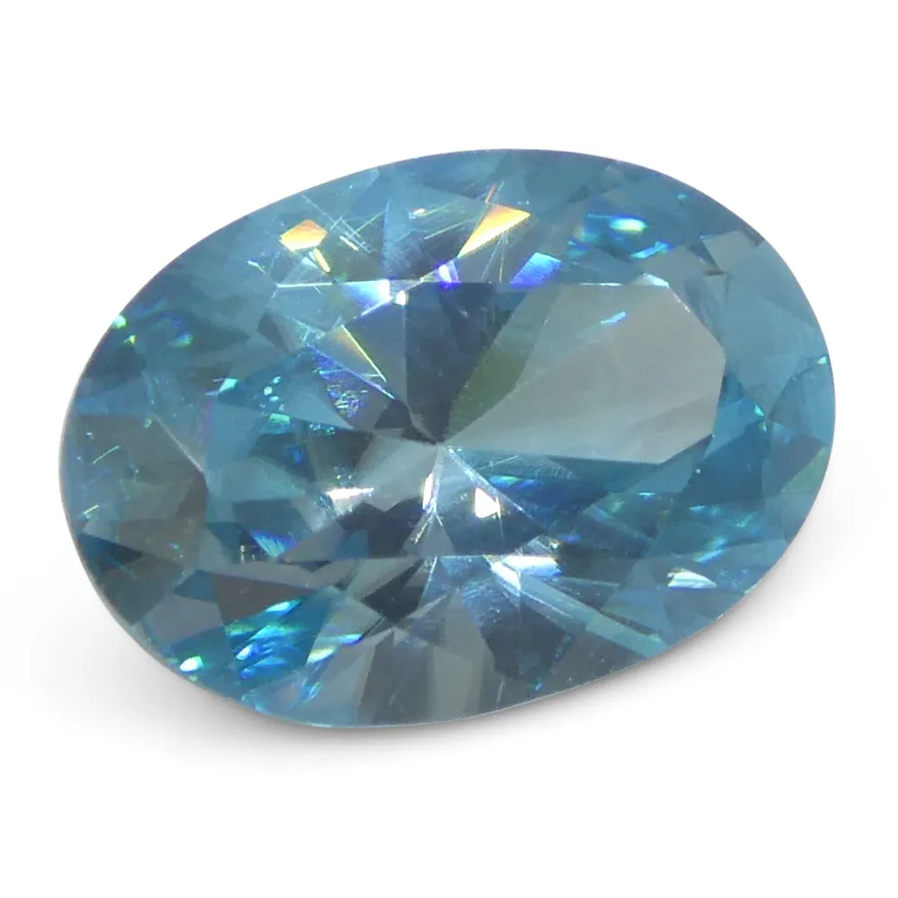 2.38ct Natural Earth Mined Oval Master Brilliant Cut Blue Zircon from Cambodia