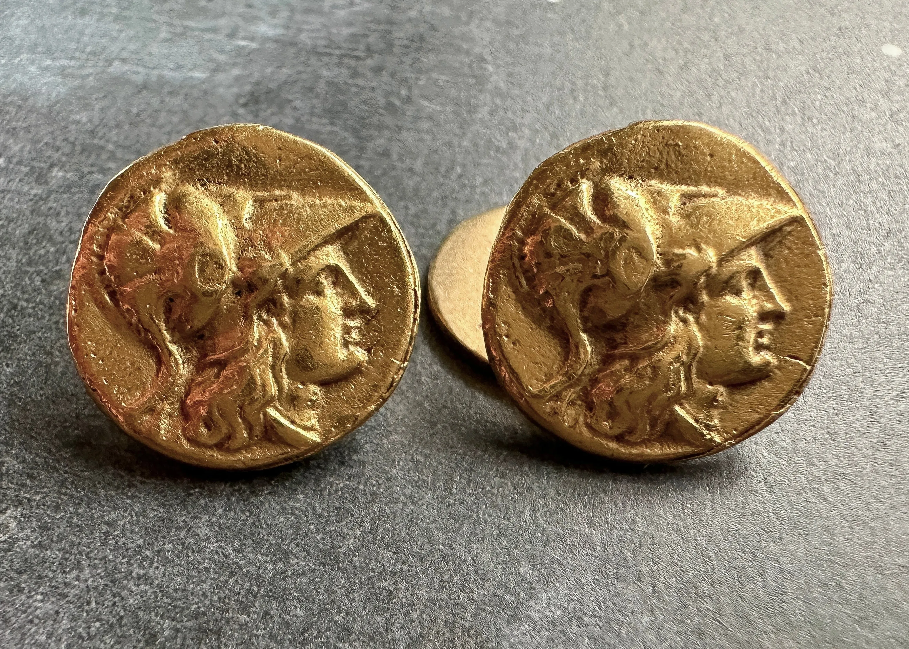 24k Gold Coin Conversion Cufflinks with 14k Chain and Foot