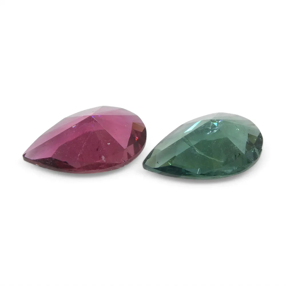 2.5ct Pair Pear Pink/Blue Tourmaline