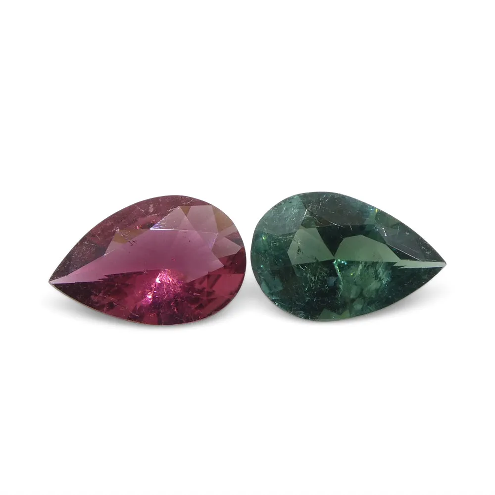 2.5ct Pair Pear Pink/Blue Tourmaline