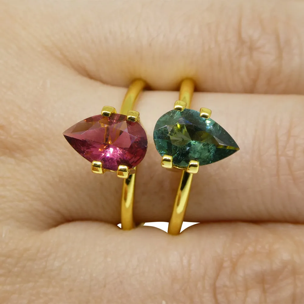 2.5ct Pair Pear Pink/Blue Tourmaline