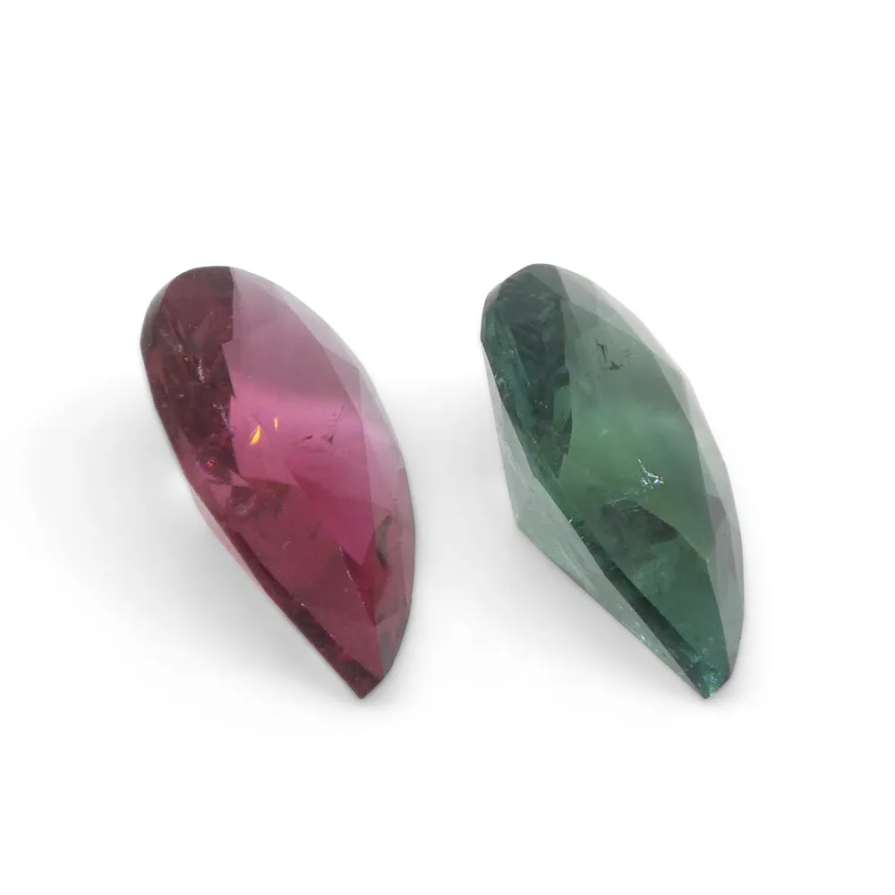 2.5ct Pair Pear Pink/Blue Tourmaline