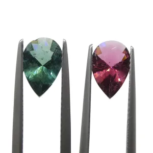 2.5ct Pair Pear Pink/Blue Tourmaline