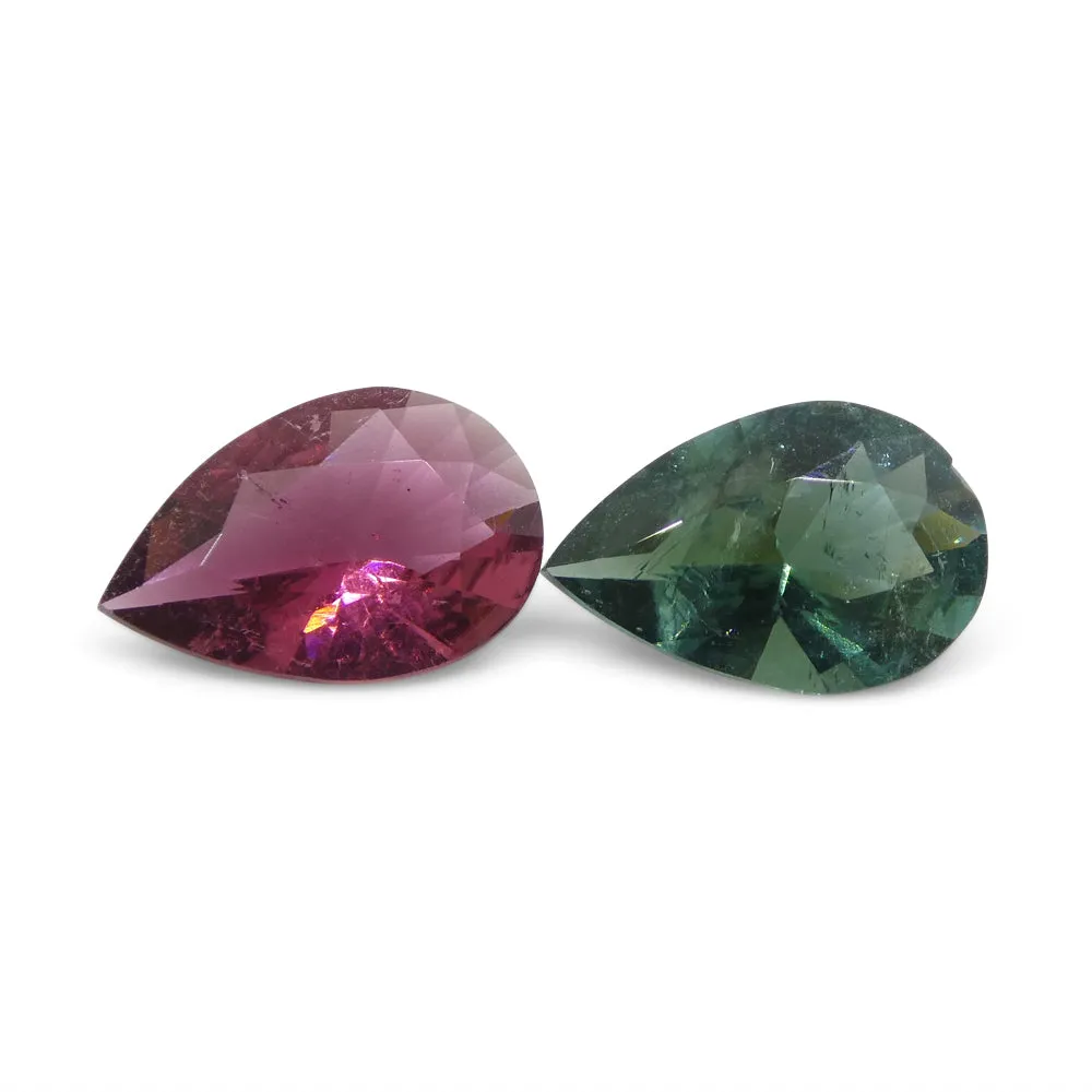 2.5ct Pair Pear Pink/Blue Tourmaline