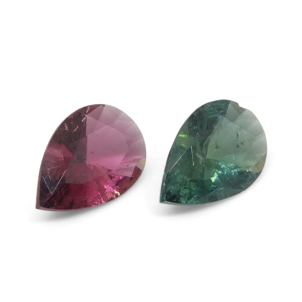 2.5ct Pair Pear Pink/Blue Tourmaline