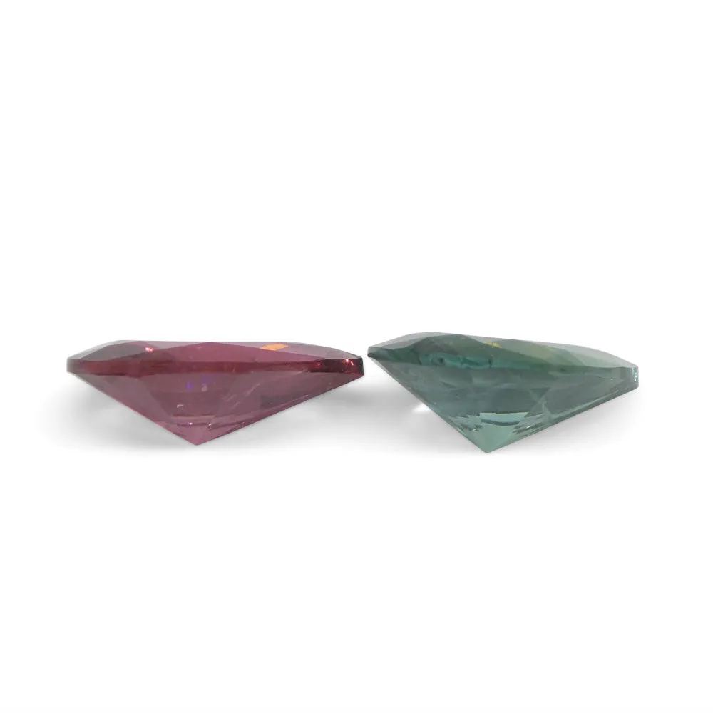 2.5ct Pair Pear Pink/Blue Tourmaline