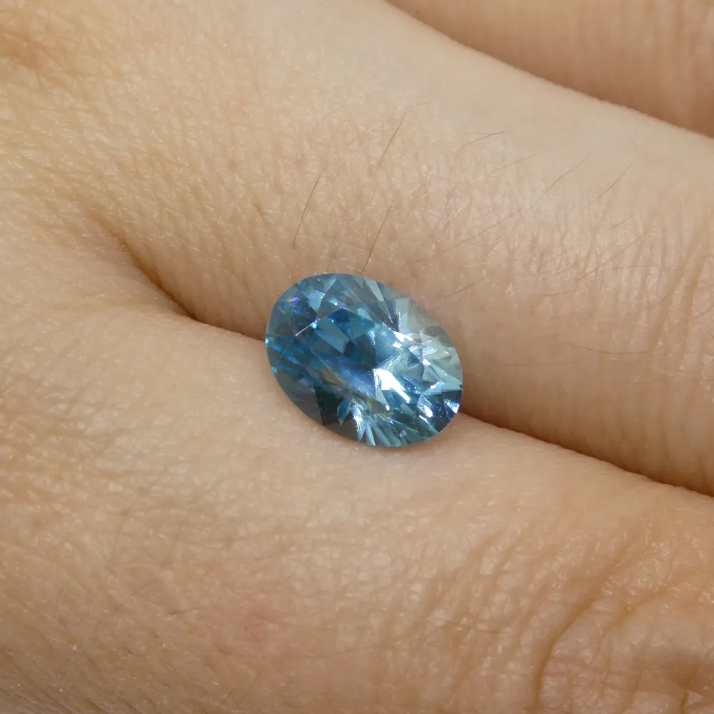 2.72ct Natural Earth Mined Oval Master Brilliant Cut Blue Zircon from Cambodia