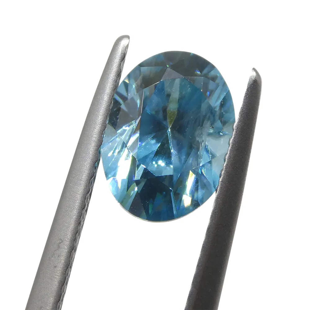 2.72ct Natural Earth Mined Oval Master Brilliant Cut Blue Zircon from Cambodia