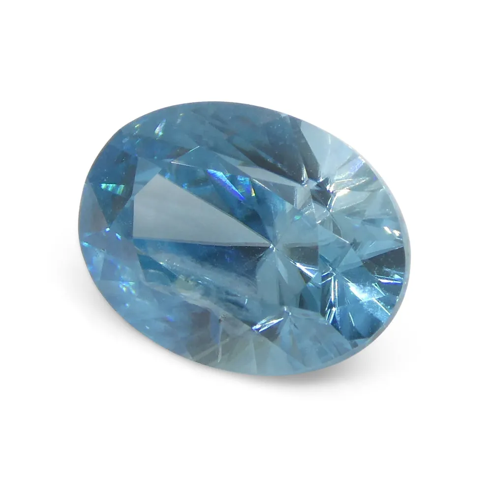 2.72ct Natural Earth Mined Oval Master Brilliant Cut Blue Zircon from Cambodia