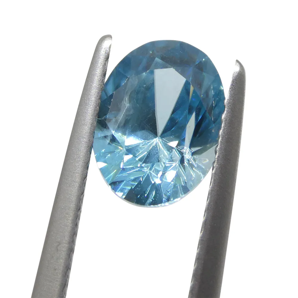 2.72ct Natural Earth Mined Oval Master Brilliant Cut Blue Zircon from Cambodia