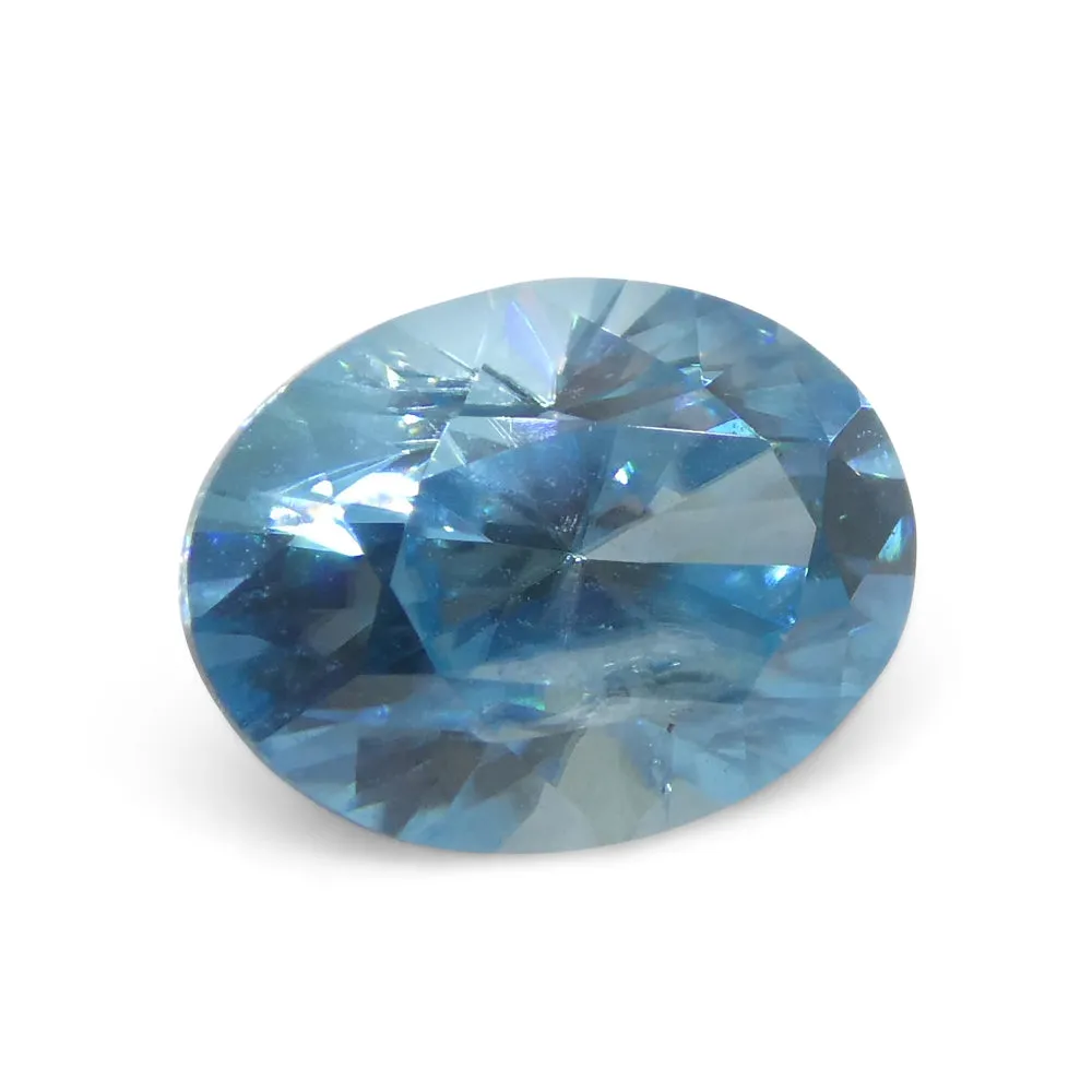 2.72ct Natural Earth Mined Oval Master Brilliant Cut Blue Zircon from Cambodia
