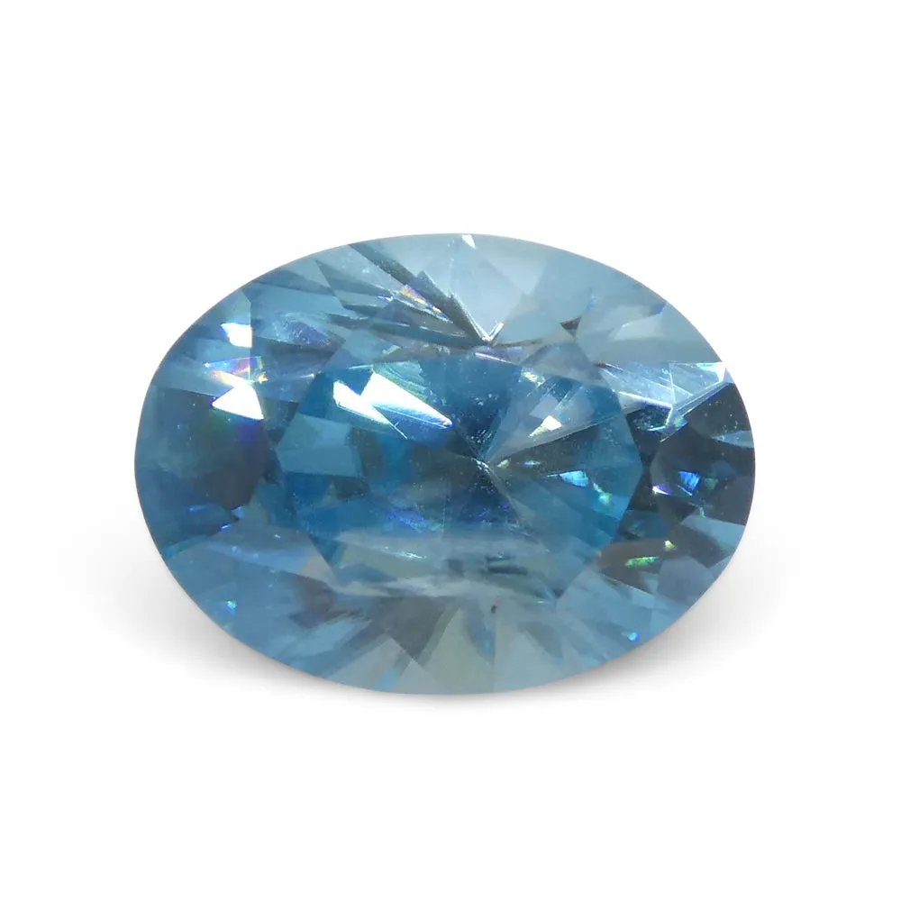 2.72ct Natural Earth Mined Oval Master Brilliant Cut Blue Zircon from Cambodia