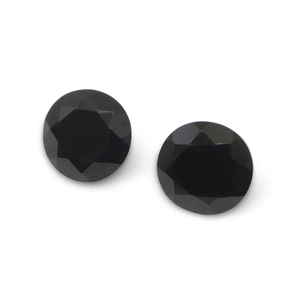 2.81ct Pair - 7mm Brilliant Cut Round Black Spinel from Sri Lanka