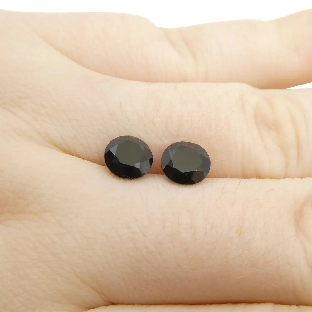 2.81ct Pair - 7mm Brilliant Cut Round Black Spinel from Sri Lanka
