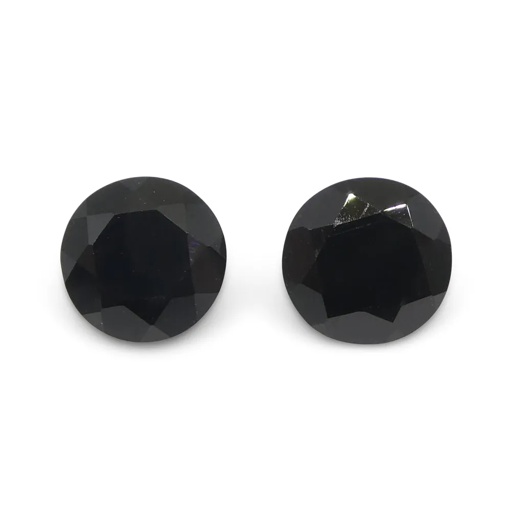 2.81ct Pair - 7mm Brilliant Cut Round Black Spinel from Sri Lanka