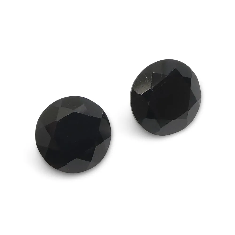 2.81ct Pair - 7mm Brilliant Cut Round Black Spinel from Sri Lanka