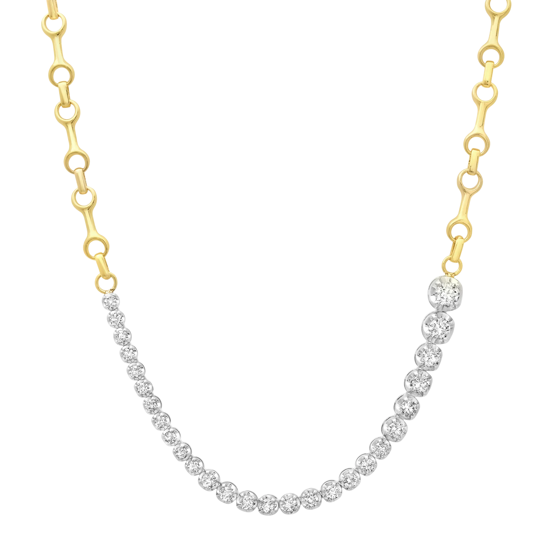 2.97 Ascending Diamonds Tennis Necklace on 15 MM Double Beam Chain
