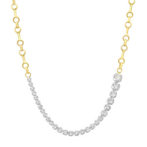 2.97 Ascending Diamonds Tennis Necklace on 15 MM Double Beam Chain