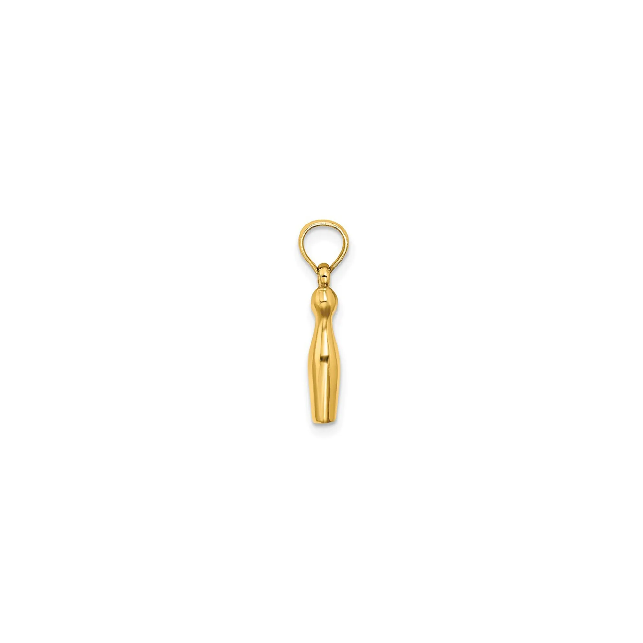 3-D Glossy Bowling Pin Pendant (14K)