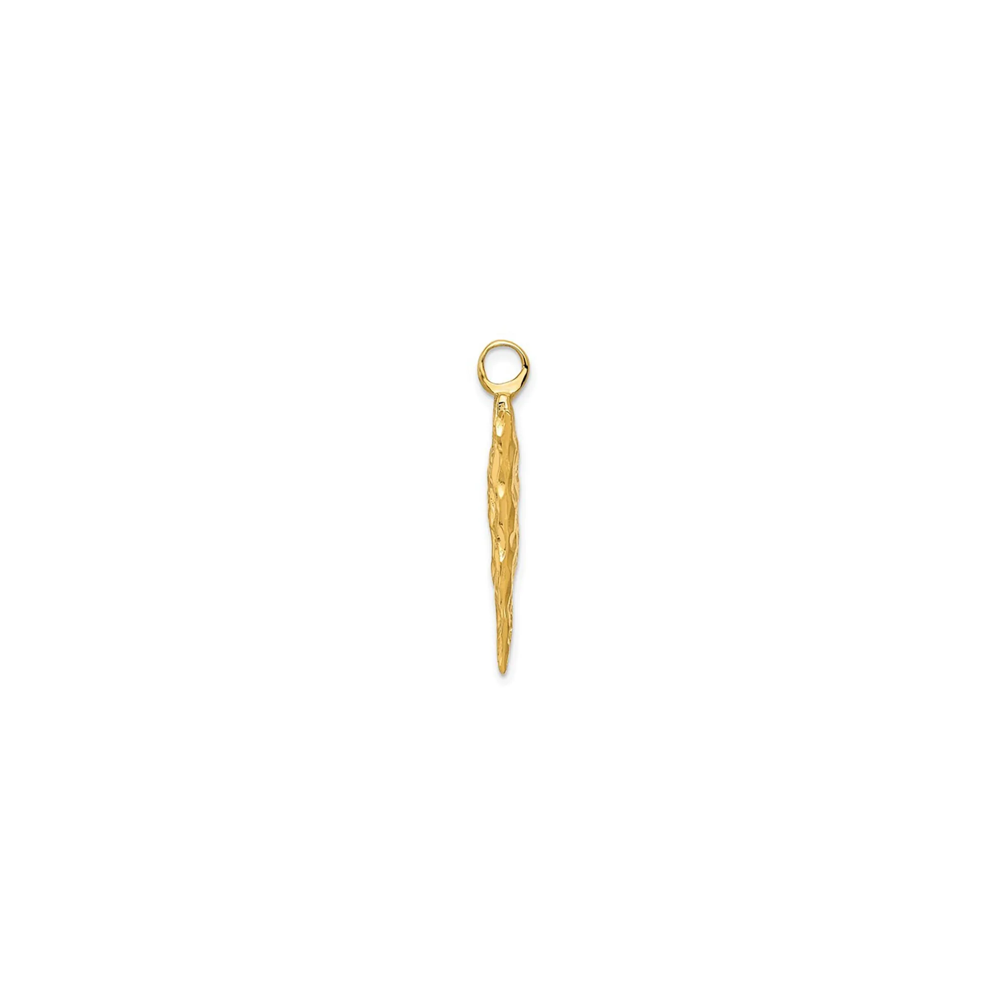 3-D Glossy Textured Reforged Arrowhead Pendant (14K)