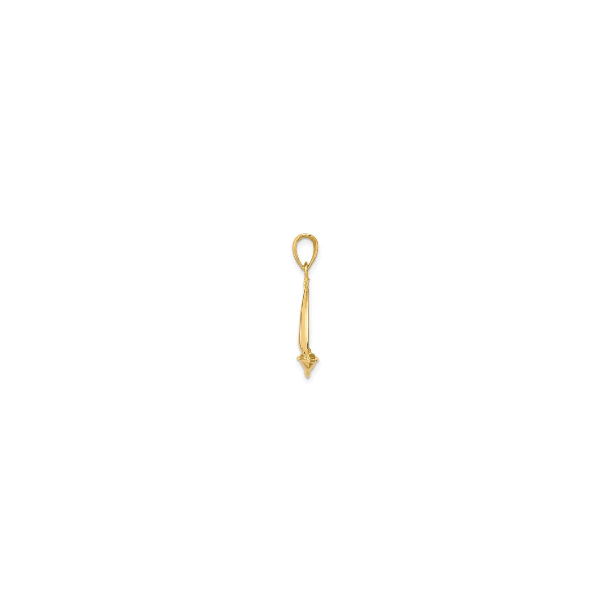 3-D Glossy Textured Sailboat Pendant (14K)