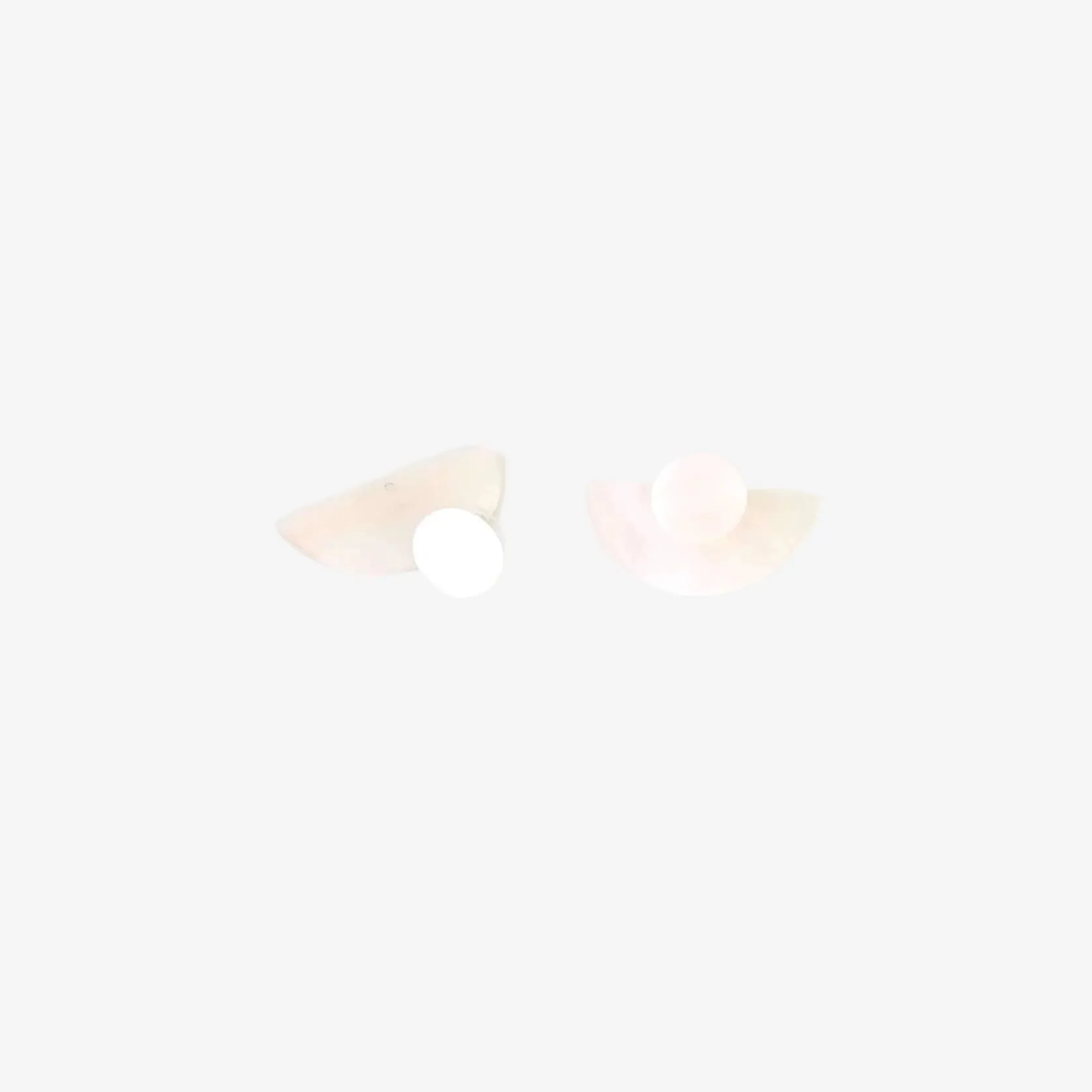 3-in-1 Pearl White Circle and Halfmoon Geometric Studs - Mother of Pearl Earrings