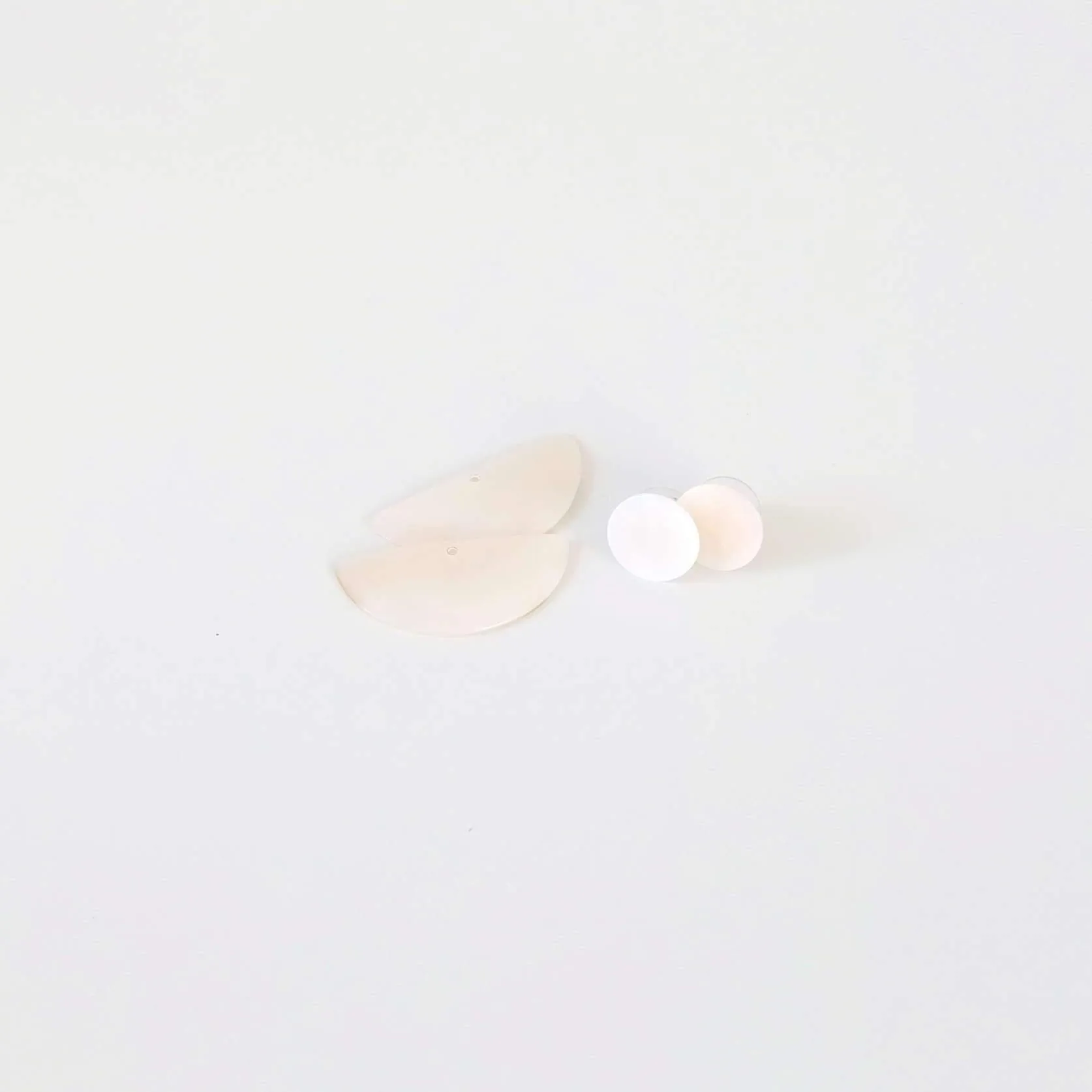 3-in-1 Pearl White Circle and Halfmoon Geometric Studs - Mother of Pearl Earrings