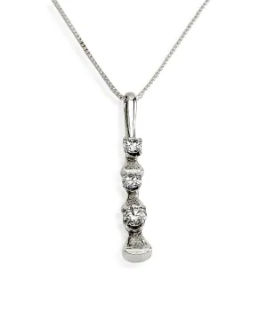 3 Nail Head Necklace with CZ, Sterling Silver