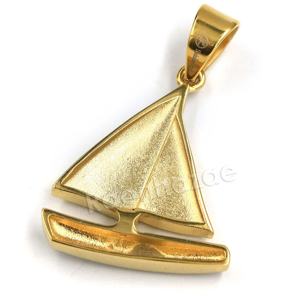 316L Stainless Steel Little Yachty Ice Out Pendant w/ 4mm Miami Cuban Chain