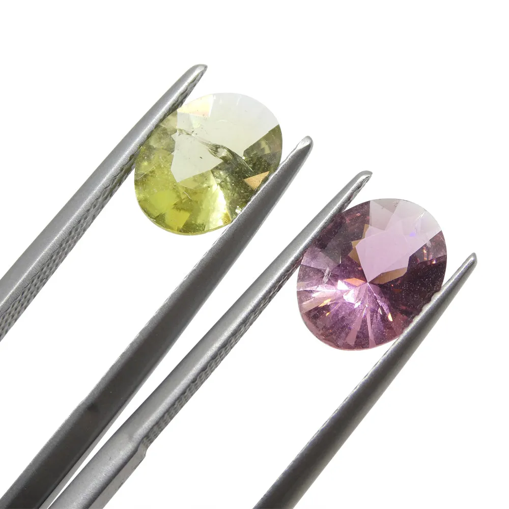3.32ct Pair Oval Pink/Yellow Tourmaline