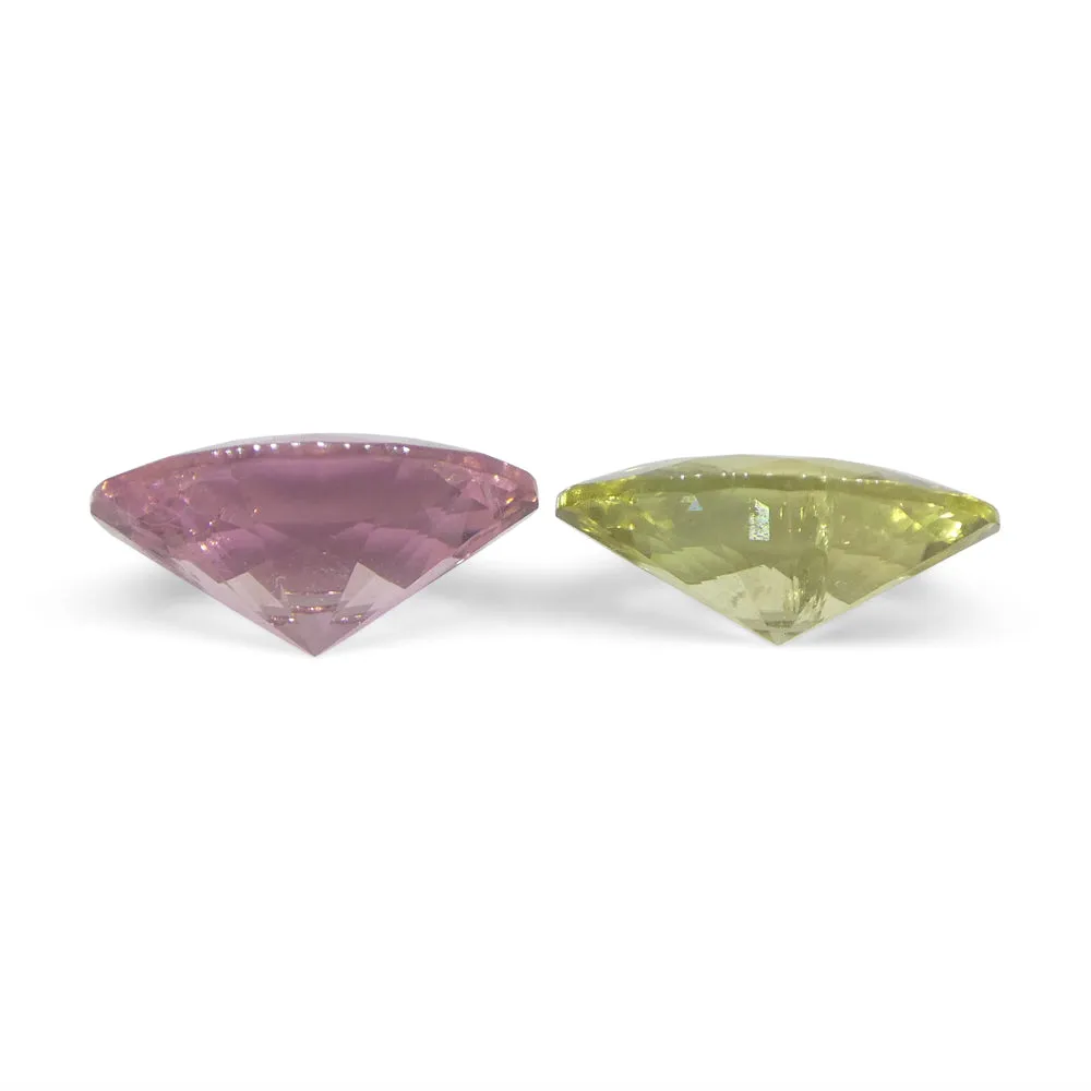 3.32ct Pair Oval Pink/Yellow Tourmaline