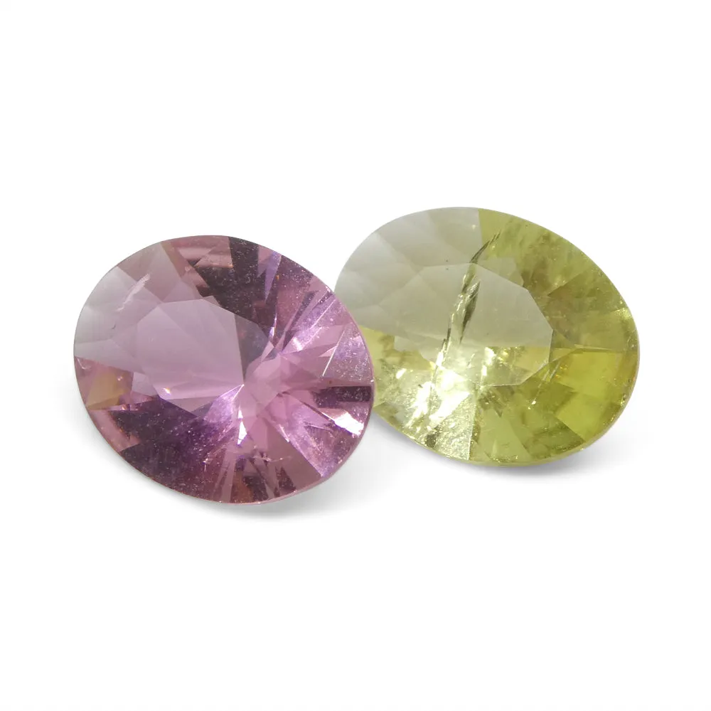 3.32ct Pair Oval Pink/Yellow Tourmaline