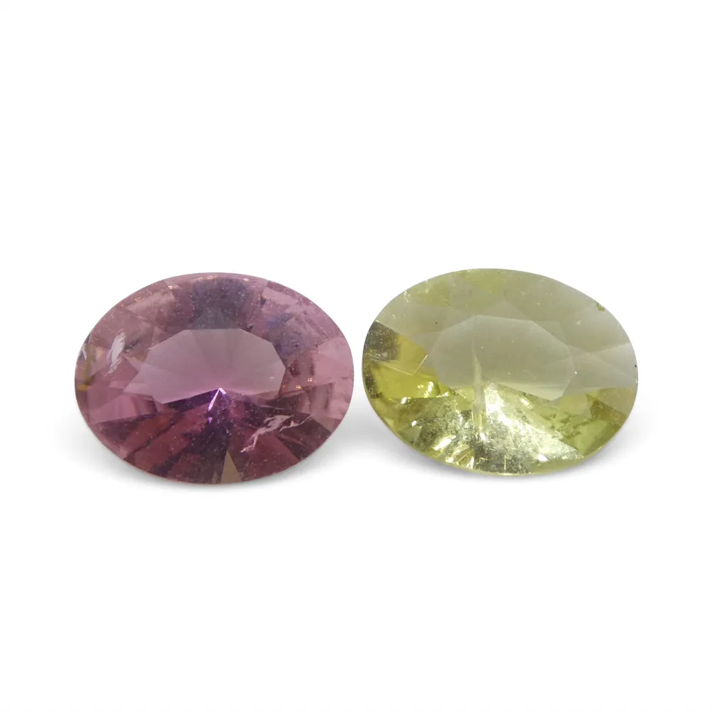 3.32ct Pair Oval Pink/Yellow Tourmaline