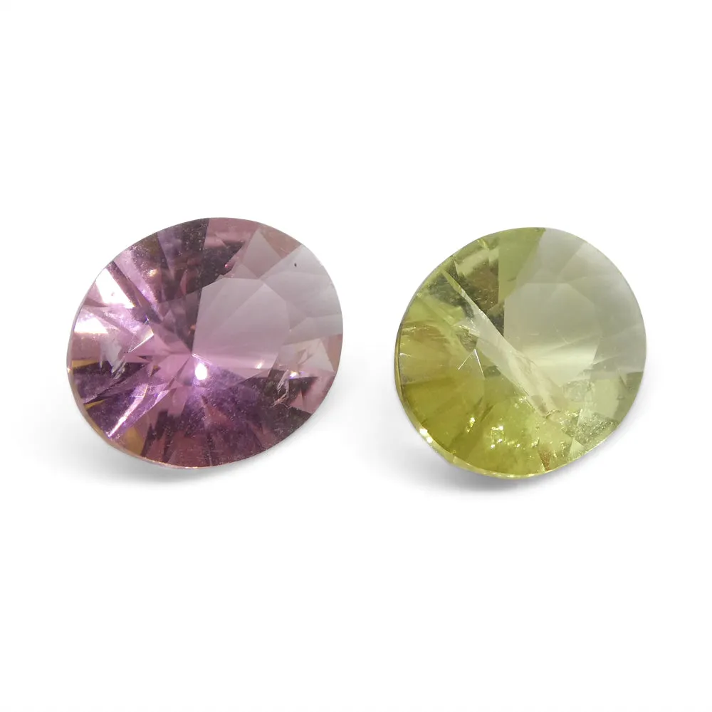 3.32ct Pair Oval Pink/Yellow Tourmaline