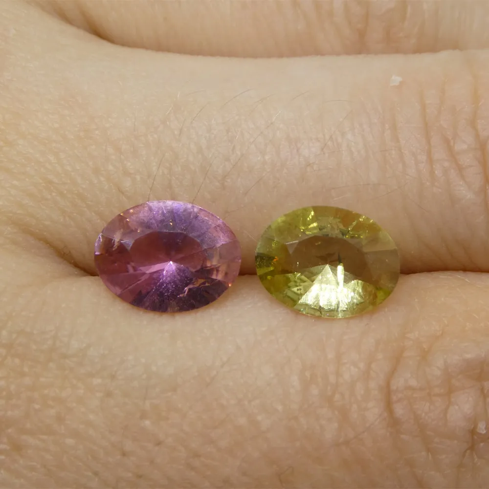 3.32ct Pair Oval Pink/Yellow Tourmaline