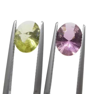 3.32ct Pair Oval Pink/Yellow Tourmaline