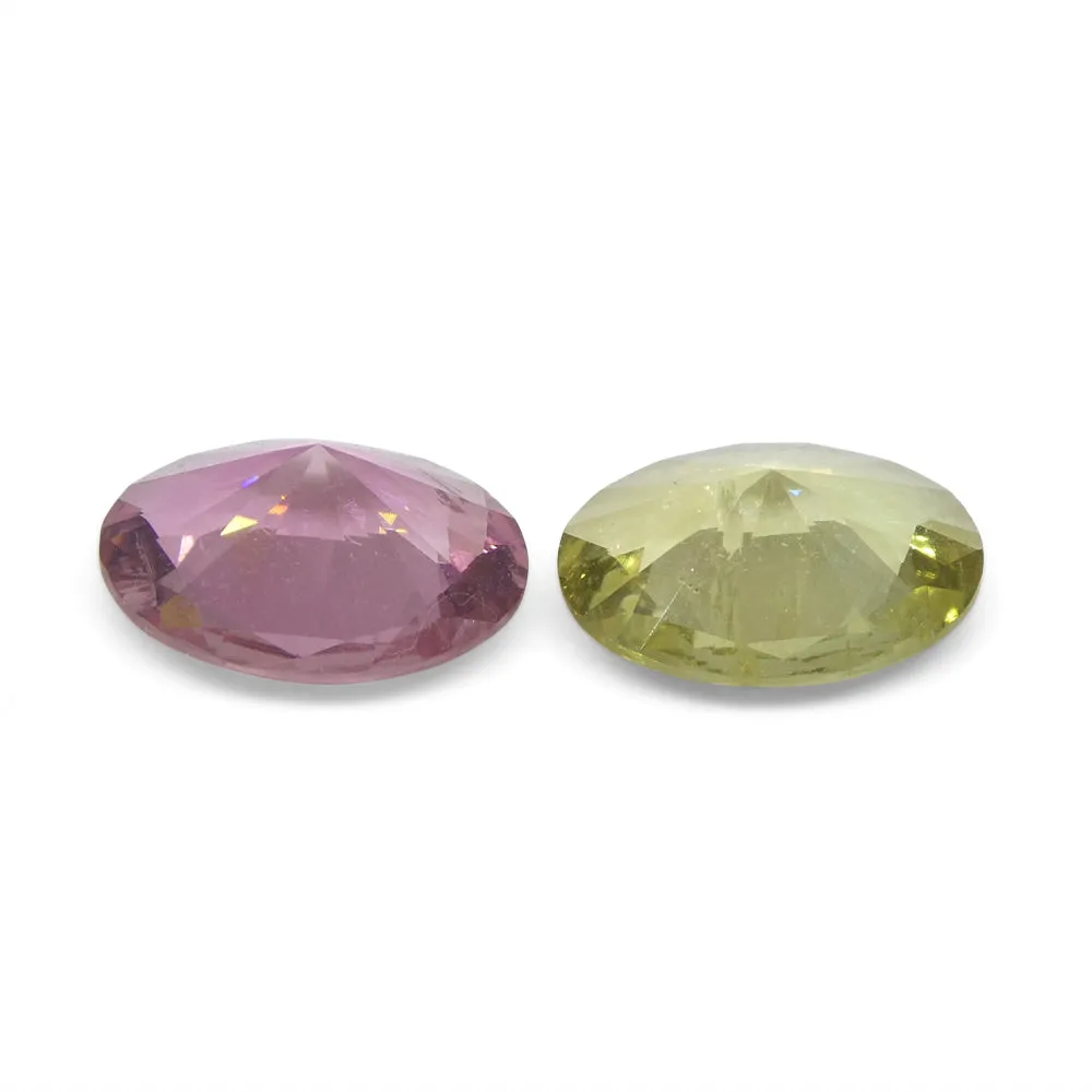 3.32ct Pair Oval Pink/Yellow Tourmaline