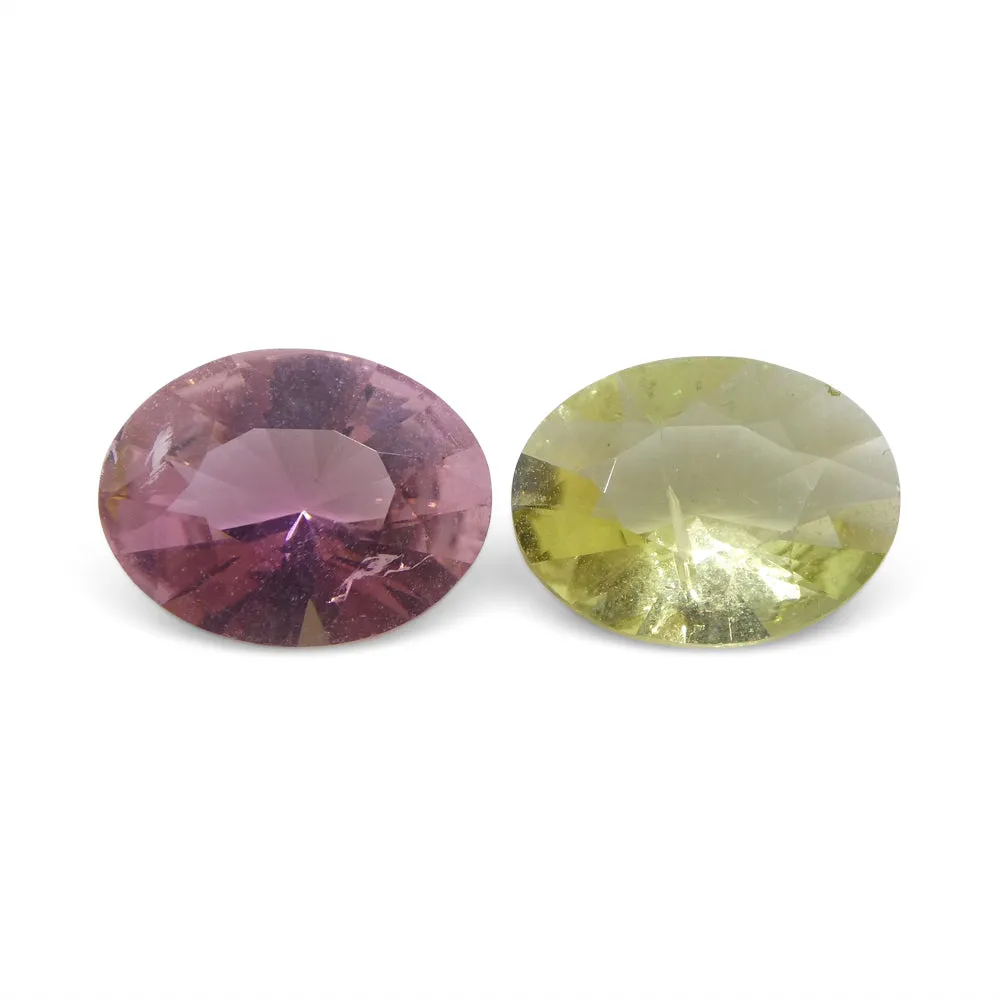 3.32ct Pair Oval Pink/Yellow Tourmaline