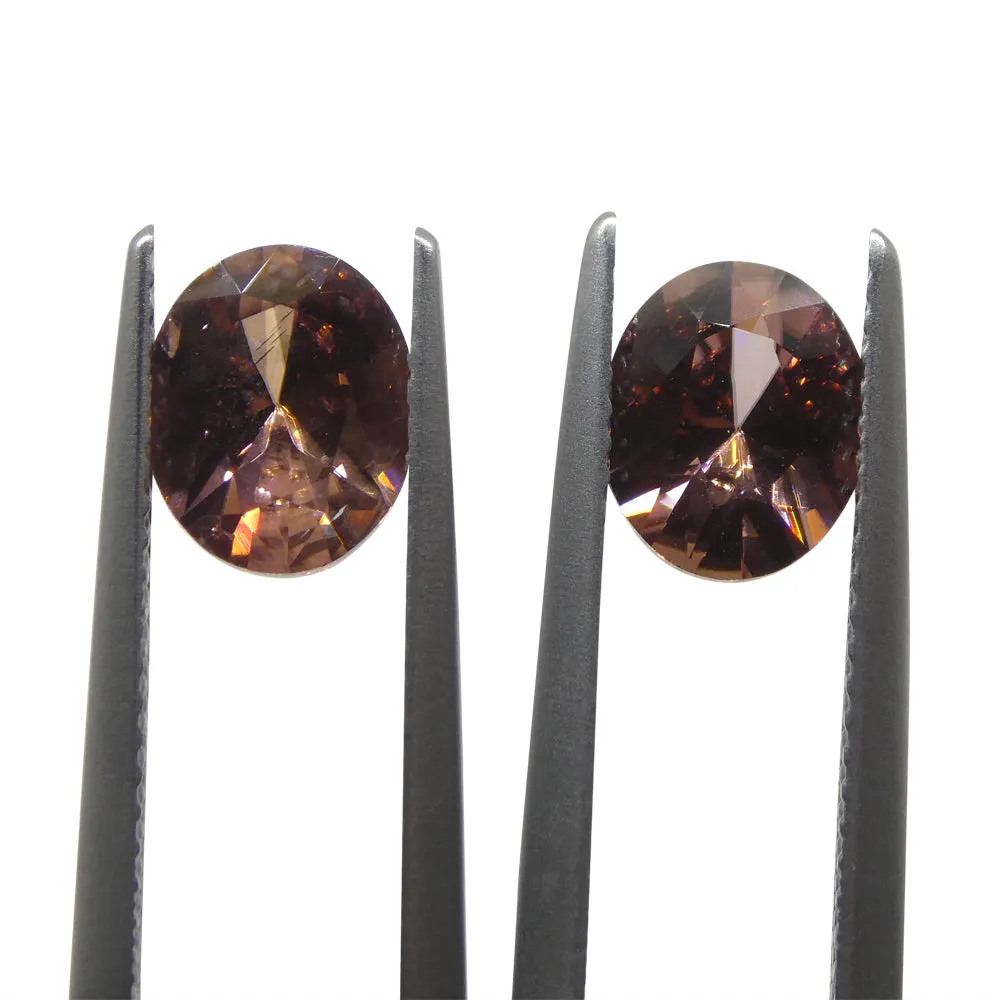 3.54ct Natural Earth Mined Pair Oval Master Brilliant Cut Pink Zircon from Sri Lanka