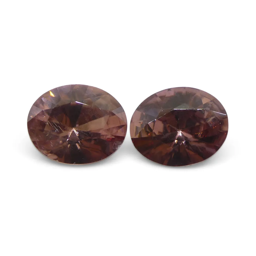 3.54ct Natural Earth Mined Pair Oval Master Brilliant Cut Pink Zircon from Sri Lanka