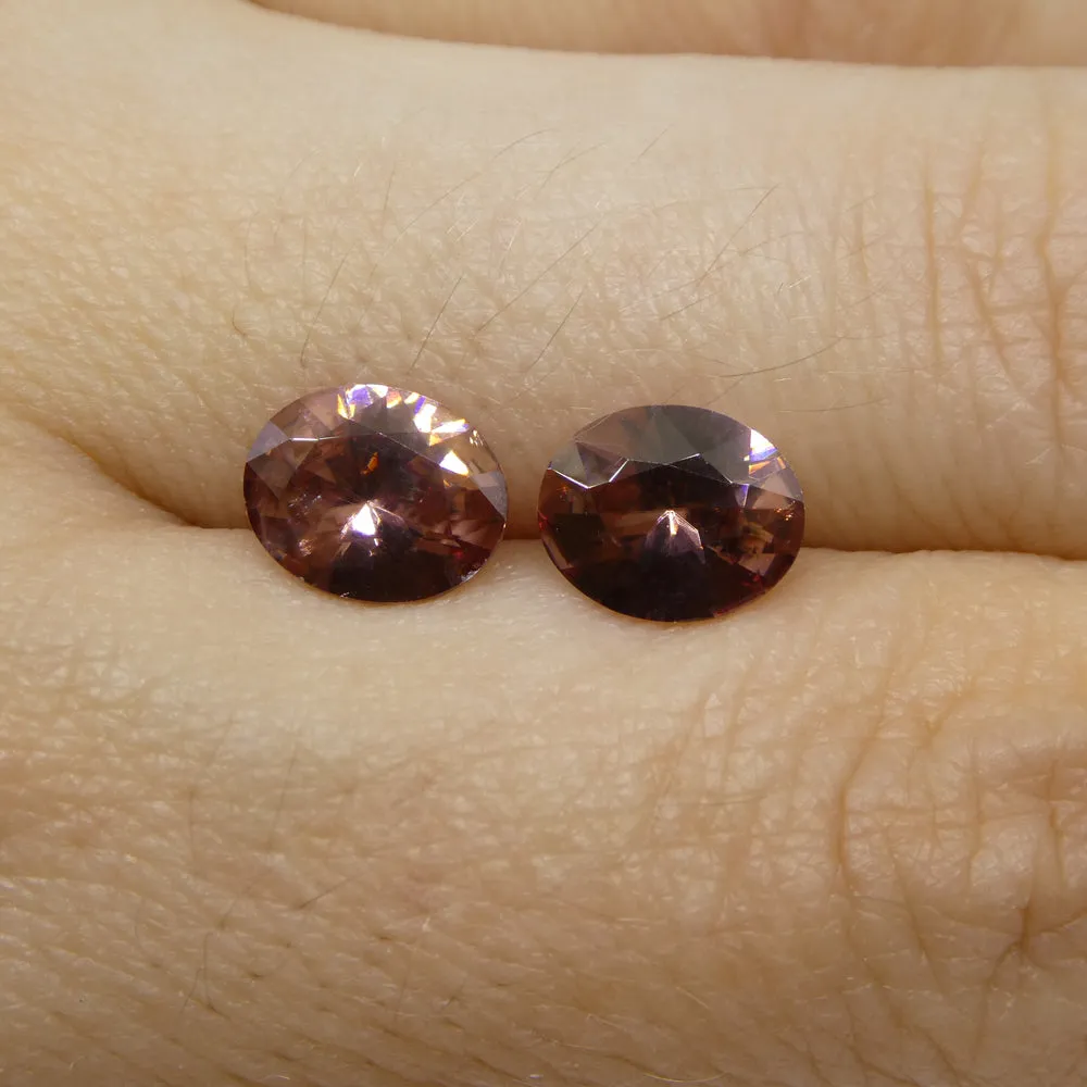3.54ct Natural Earth Mined Pair Oval Master Brilliant Cut Pink Zircon from Sri Lanka