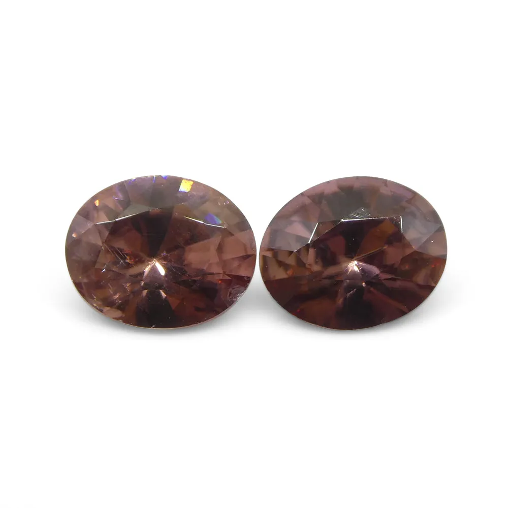 3.54ct Natural Earth Mined Pair Oval Master Brilliant Cut Pink Zircon from Sri Lanka