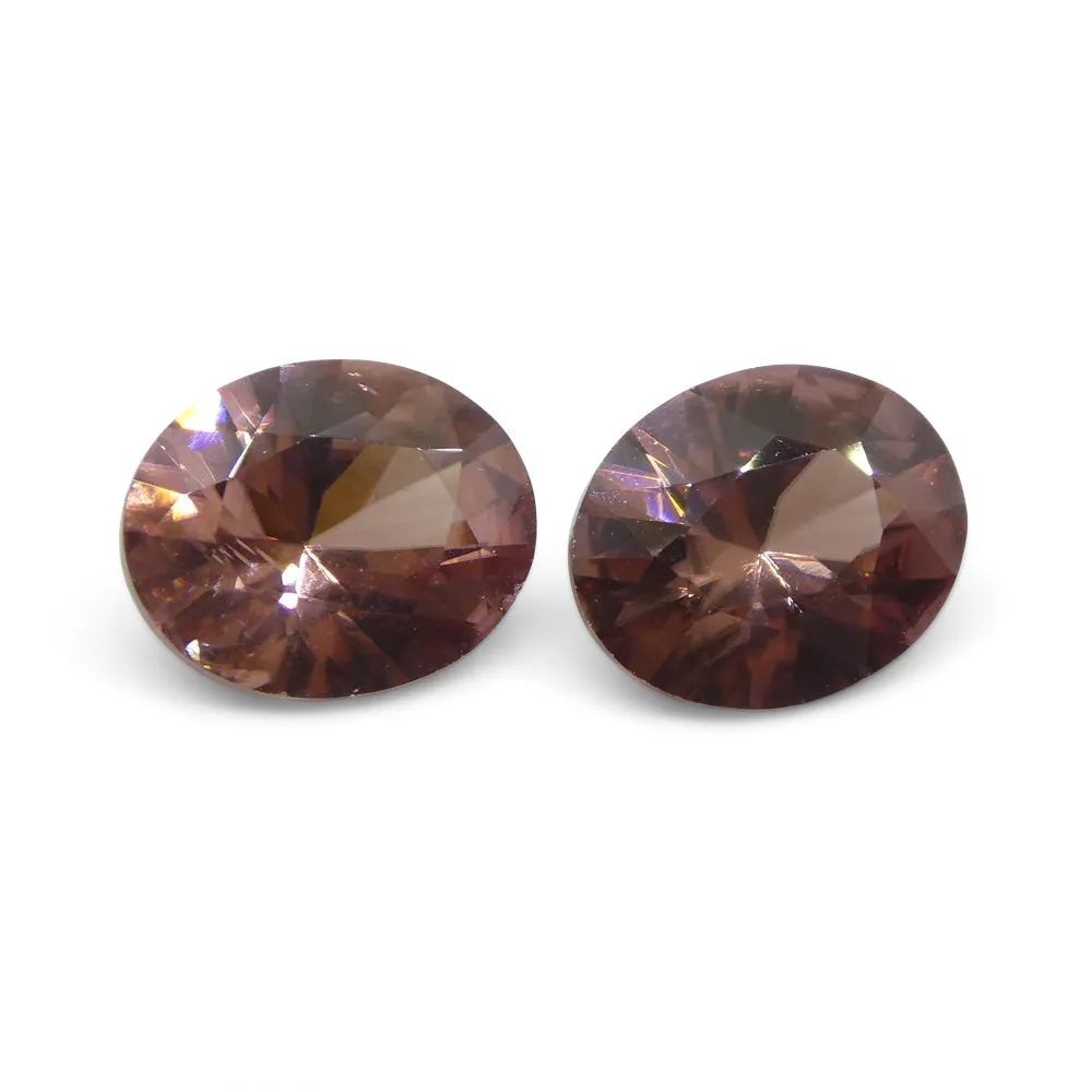 3.54ct Natural Earth Mined Pair Oval Master Brilliant Cut Pink Zircon from Sri Lanka